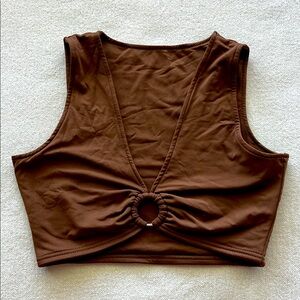 Brown Sleeveless Crop Top